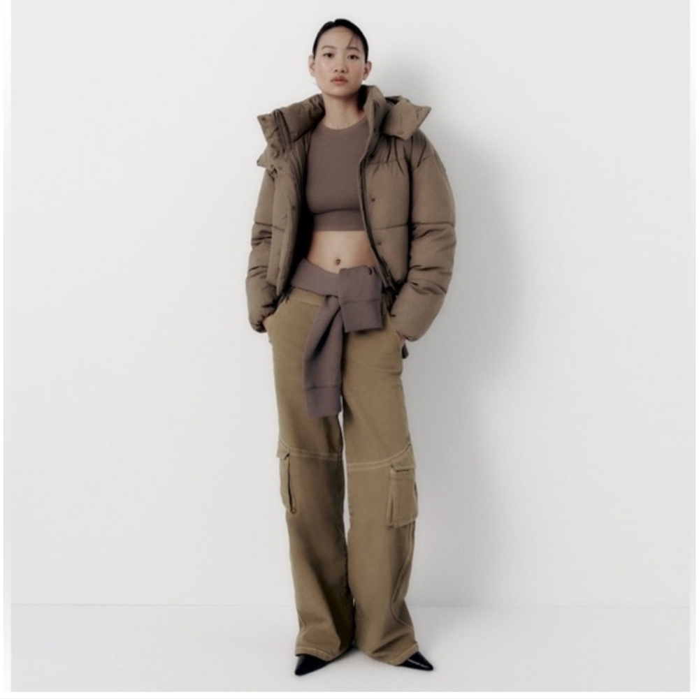 Zara Olive Puffer Jacket